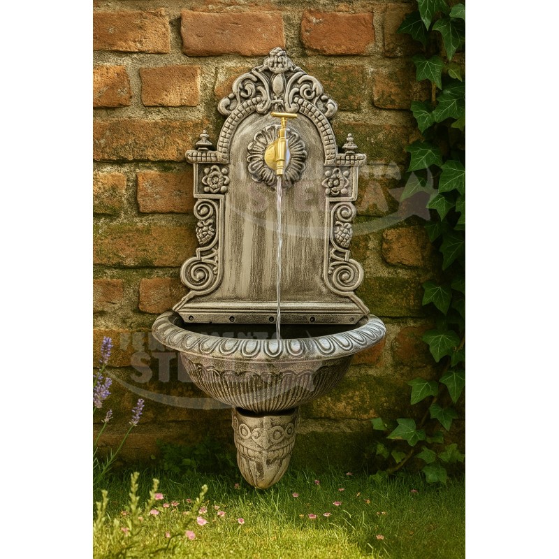 fontana ghisa grigia parete x giardino  |  ferramentastella.it