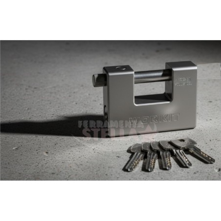 Lucchetto antiscasso acciaio mm 94 con 5 chiavi | ferramentastella.it