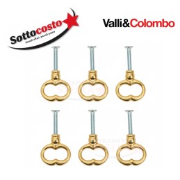 POMOLO POMO FISSO POMELLO MANIGLIETTA - FORMA A CHIAVE - PER MOBILI ANTINE CASSETTI - OTTONE LUCIDO - VALLI E COLOMBO 2
