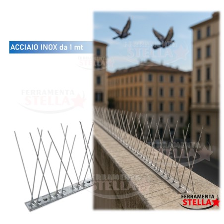 Dissuasore piccioni acciaio inox 1 mt 80 spilli | ferramentastella.com