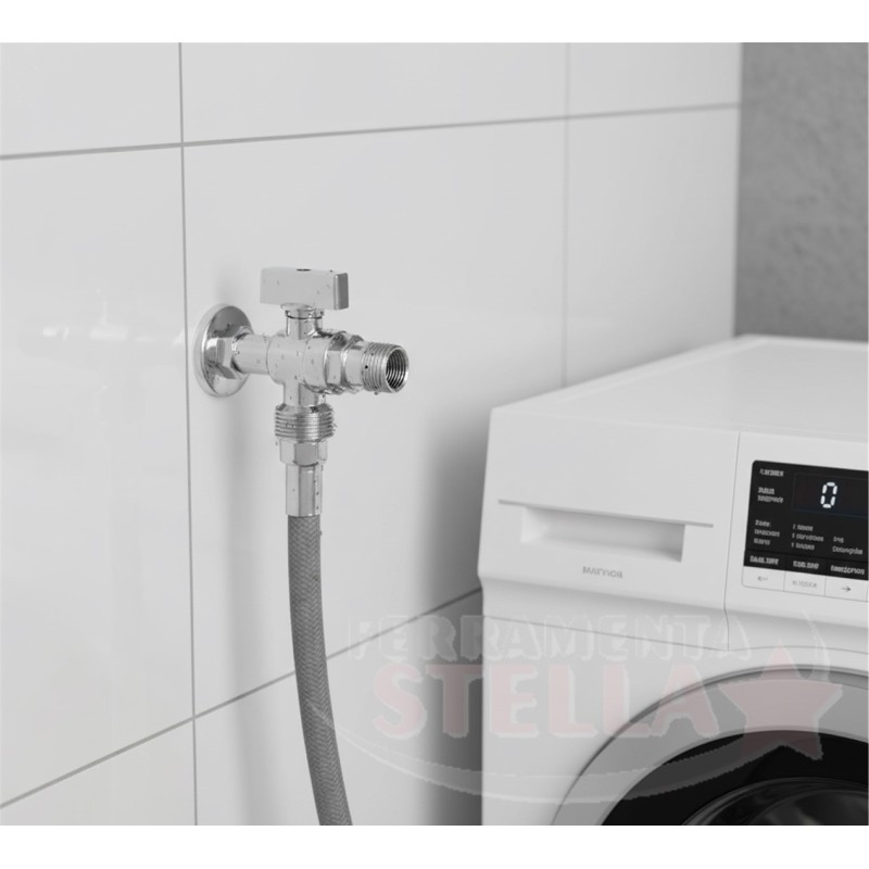 Rubinetto a Sfera per Lavatrice 1/2" x 3/4" Cromato | FerramentaStella.com