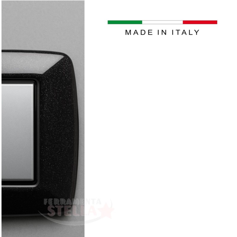 Placca 4 Posti Nero Glittering Serie MY LIFE | ferramentastella.com