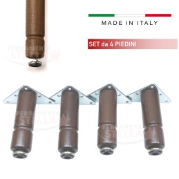 4 PZ PIEDINI PIEDI GAMBE LEGNO NOCE CON PIASTRA PER MOBILI MOBILE PIEDINO GAMBA 2