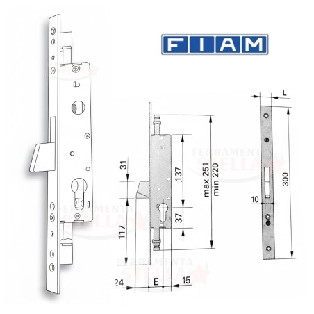 Serratura Fiam 716 per Persiane E 25  1 Mandata | ferramentastella.com