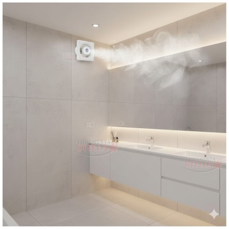 Aspiratore Lux T installato in bagno – espulsione diretta all’esterno, ideale per umidità e condensa