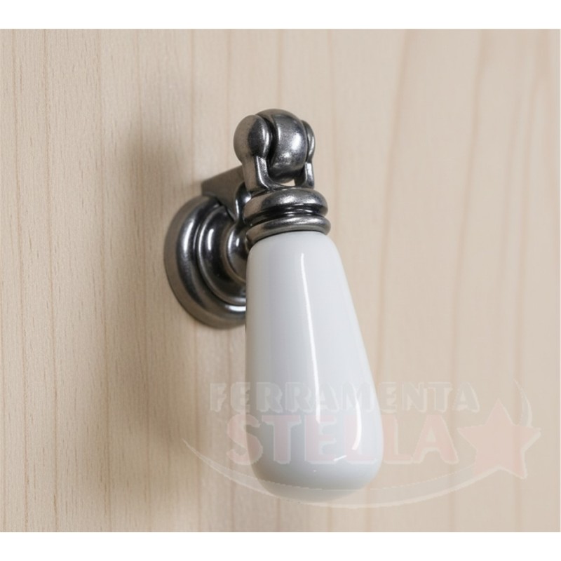 pomolo bianco porcellana metallo pendente|ferramentastella.it