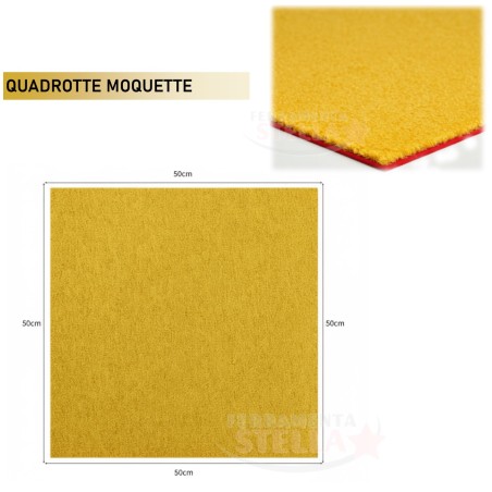 Quadrotta moquette bouclé giallo – 50x50 cm – autoposante – fondo in bitume rinforzato – per ufficio e stand