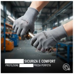 GUANTO POLIURETANO GRIGIO MAGLIA PESANTE SINTETICO - TAGLIA 10 - HAND 2