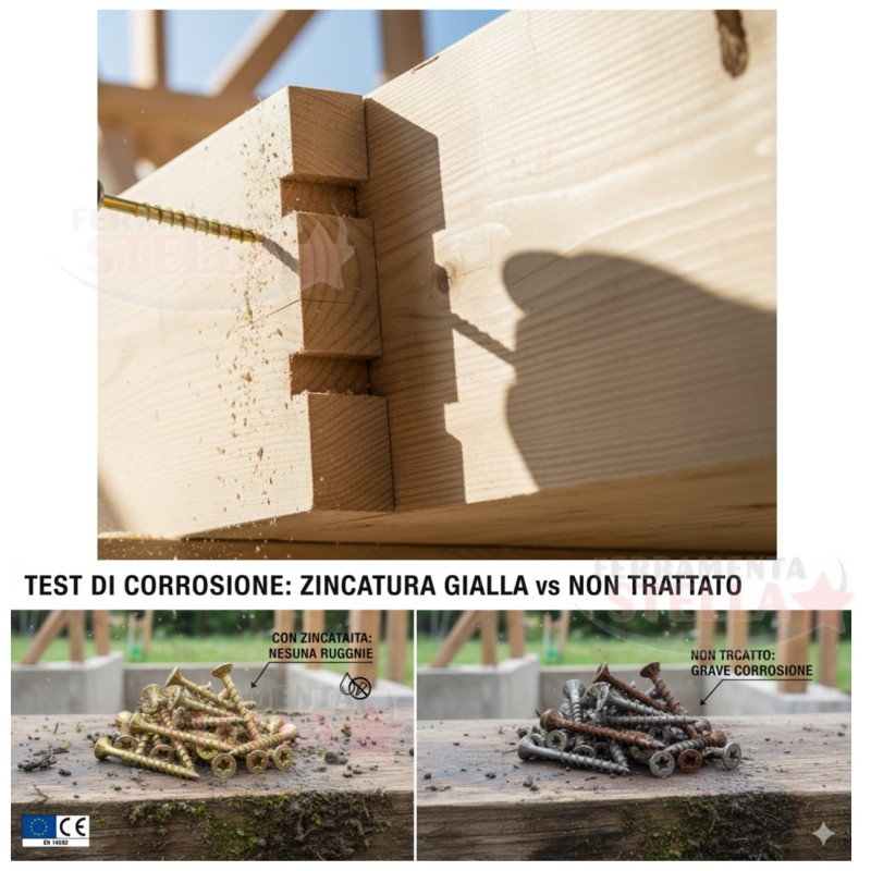 Viti truciolare per legno 6 x 120 zincata gialla | FERRAMENTASTELLA.IT