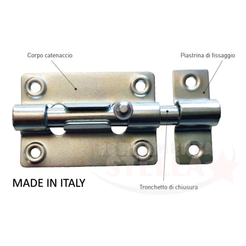 Catenaccio Cannone 10cm – Acciaio Zincato | ferramentastella.com