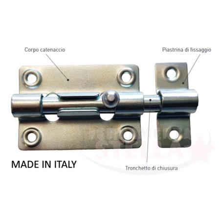 Catenaccio Cannone 10cm – Acciaio Zincato | ferramentastella.com