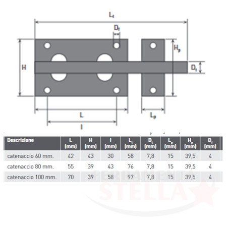 Catenaccio Cannone 8cm – Acciaio Zincato | ferramentastella.com