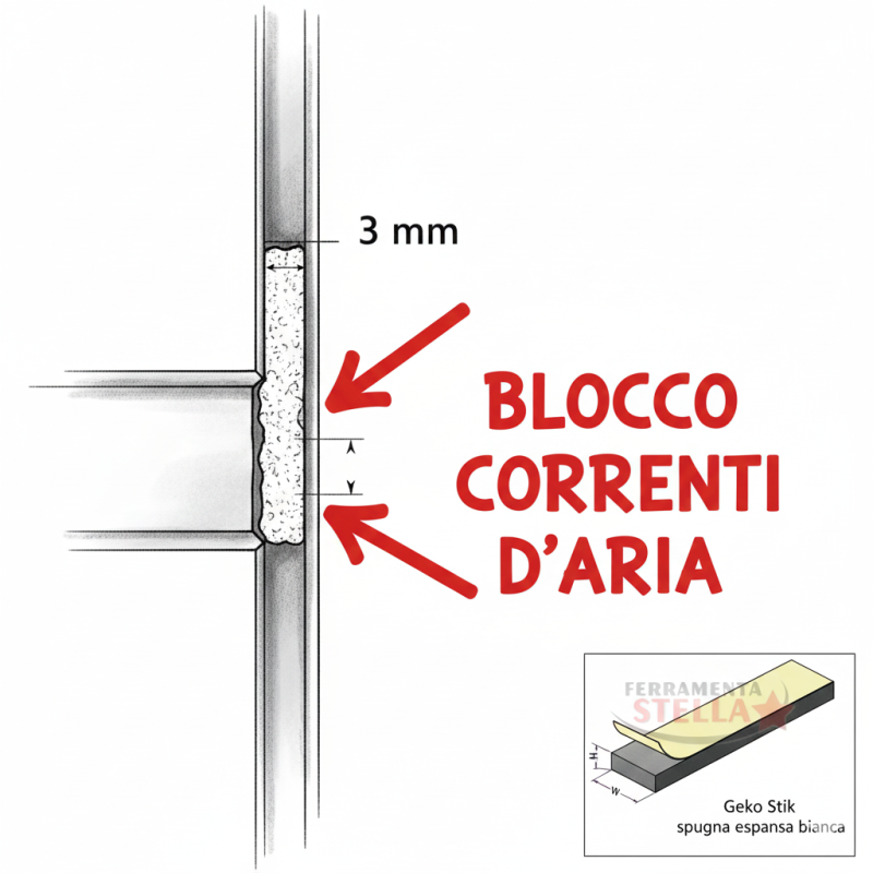 Guarnizione adesiva mm 20x5 mt 8 spugna bianca  | ferramentastella.it