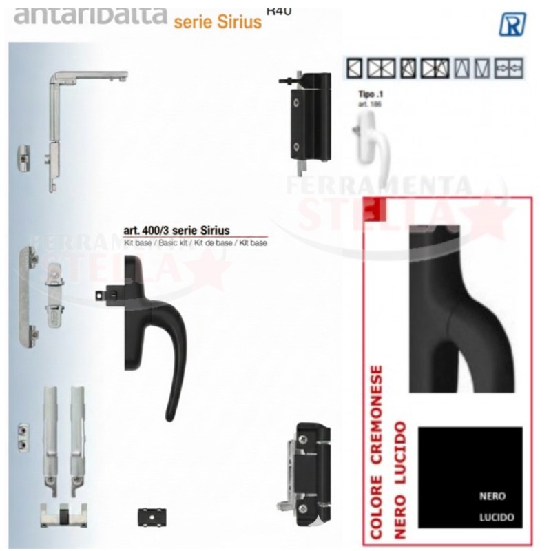 KIT ANTA E RIBARLA PER r40 - R 40 COLORE BIANCO 1013 - FONDERIA RAGNI ART. 400 PER ALLUMINIO E FERRO