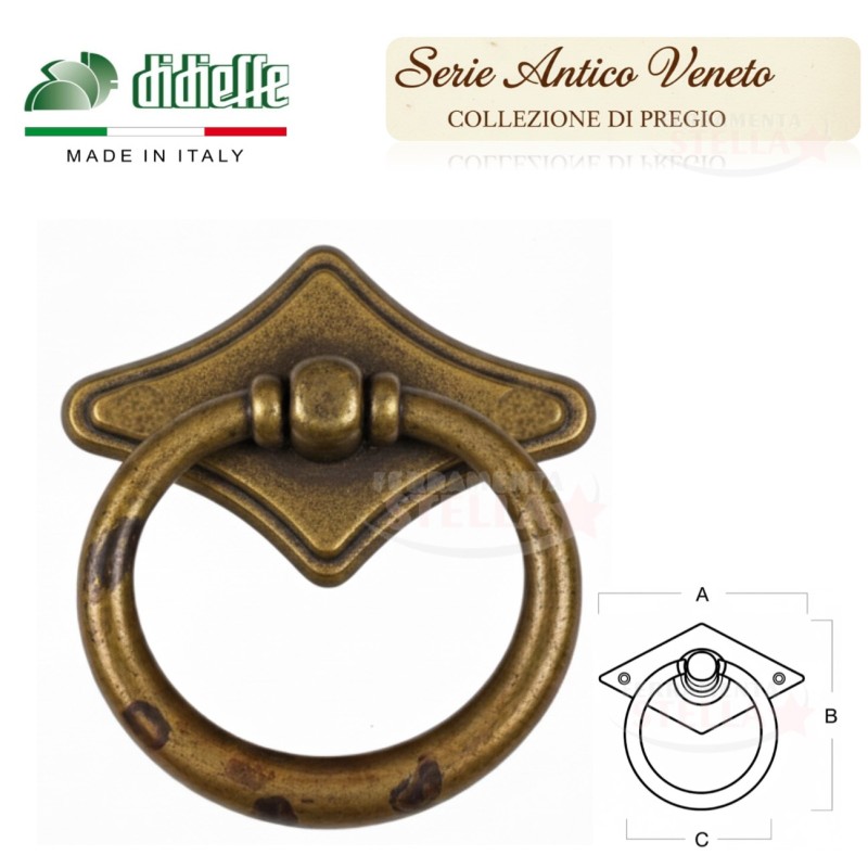 Maniglia ottone anticato antico veneto | ferramentastella.it