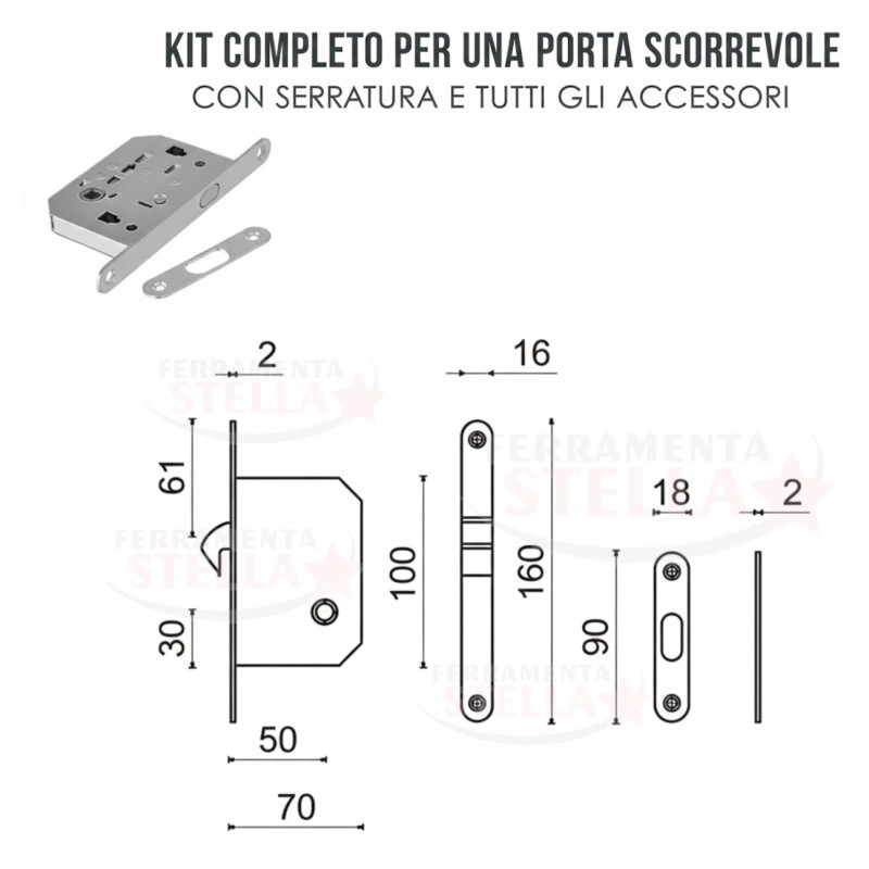 Kit completo porte scorrevoli cromo satinato | ferramentastella.com