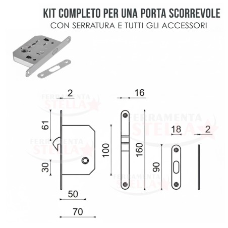 Kit completo porte scorrevoli cromo satinato | ferramentastella.com