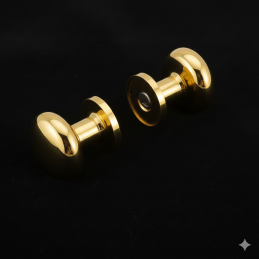 Coppia pomolo oro lucido porta portone | ferramentastella.it 2