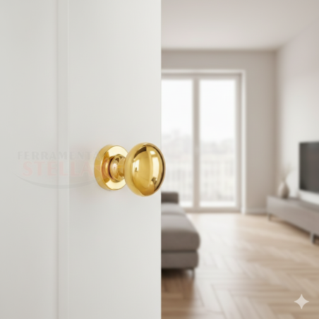 Coppia pomolo oro lucido porta portone | ferramentastella.it