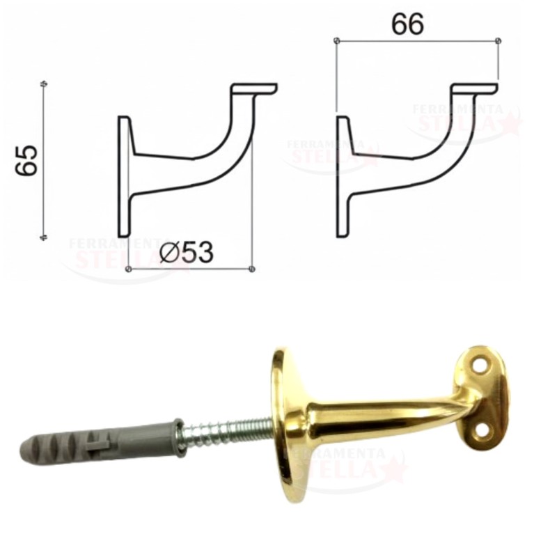 Supporto corrimano scala ottone | ferramentastella.it