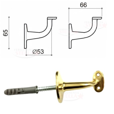 Supporto corrimano scala ottone | ferramentastella.it