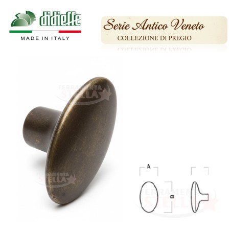 Pomolo ovale antico veneto ottone anticato x mobili | ferramentastella.it