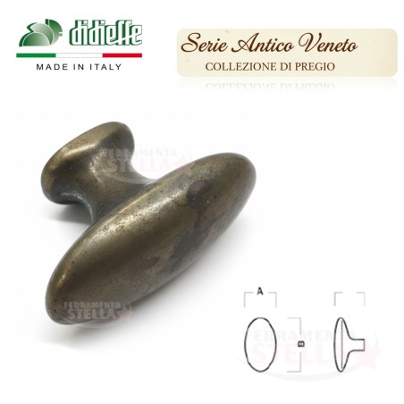 Pomolo ovale antico veneto ottone anticato  | ferramentastella.it