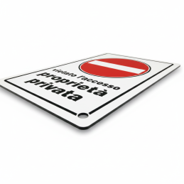 CARTELLO TARGHETTA PLASTICA 30 X 20 CM DIVIETO DI ACCESSO PLASTICA PASSO PROPRIETA' PRIVATA 2