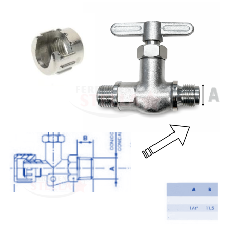 Rubinetto a Spillo per Aria Compressa 1/4"  | ferramentastella.com