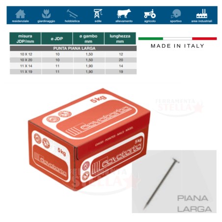 Chiodi punte cavatorta conf da 5 kg piana larga | ferramentastella.it
