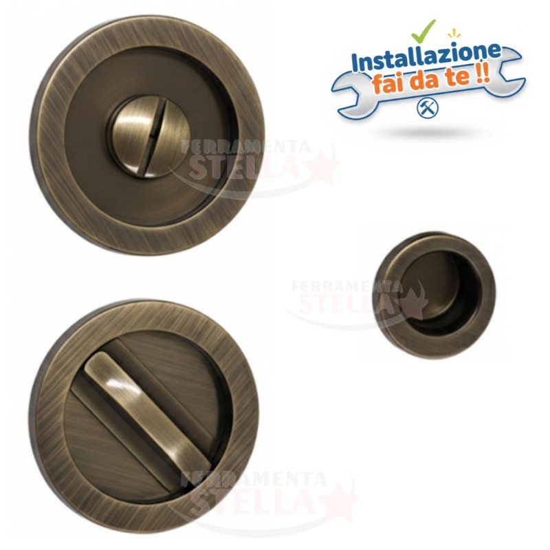Kit maniglia porte scorrevoli bronzo graffiato | ferramentastella.com
