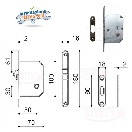 Kit maniglia porte scorrevoli bronzo graffiato | ferramentastella.com