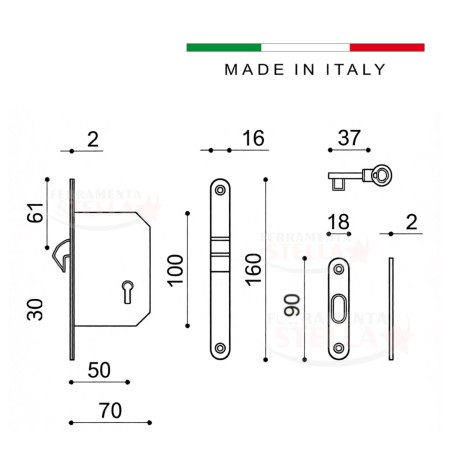Kit porte scorrevoli scrigno con serratura maniglia mariva | ferramentastella.it