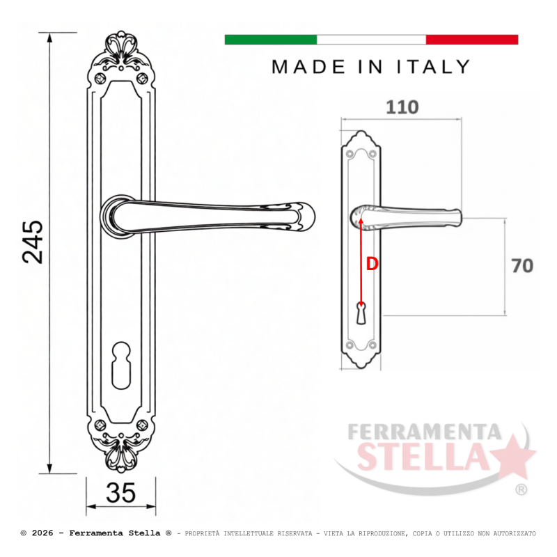 Coppia maniglie maniglia con placca porta bronzo | ferramentastella.it