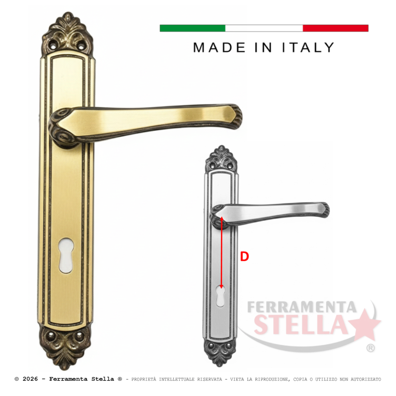 Coppia maniglie maniglia con placca porta bronzo | ferramentastella.it
