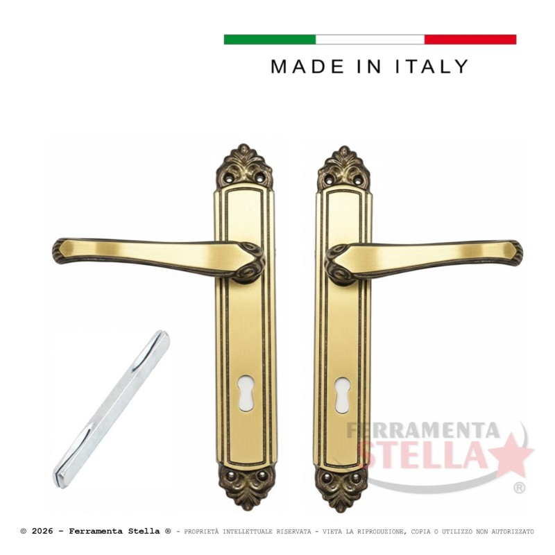 Coppia maniglie maniglia con placca porta bronzo | ferramentastella.it