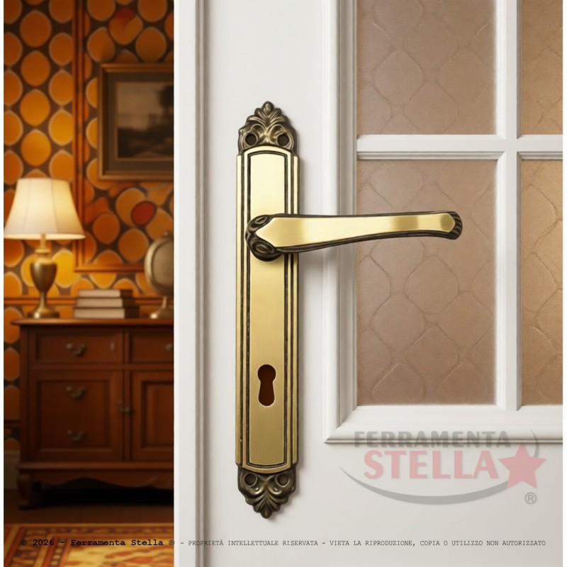 Coppia maniglie maniglia con placca porta bronzo | ferramentastella.it