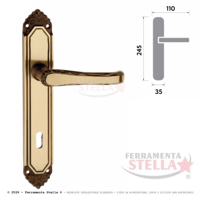 Coppia maniglie maniglia con placca porta bronzo | ferramentastella.it