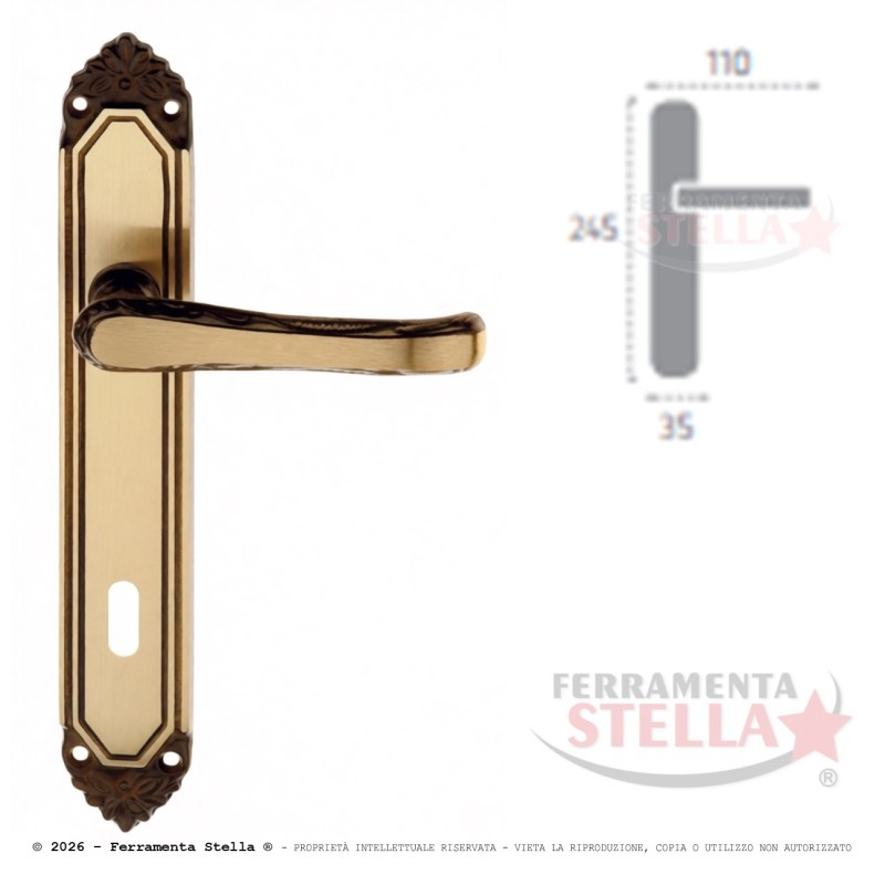 Coppia maniglie maniglia con placca porta bronzo | ferramentastella.it