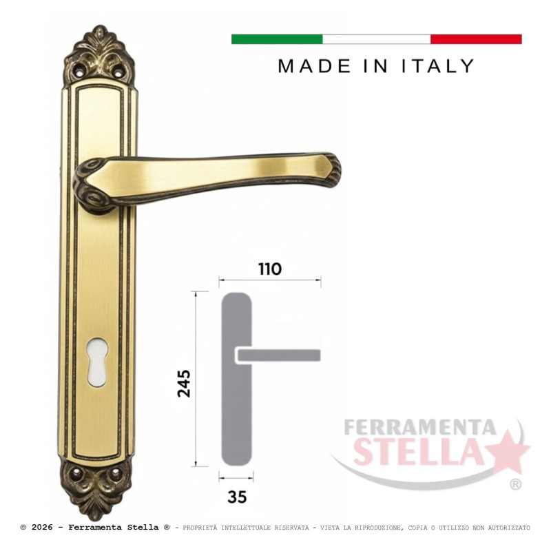 Coppia maniglie maniglia con placca porta bronzo | ferramentastella.it