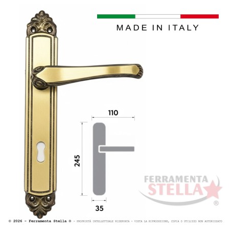 Coppia maniglie maniglia con placca porta bronzo | ferramentastella.it