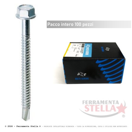 Vite Autoperforante Metallo 6.3x120 mm Bianca   | ferramentastella.it