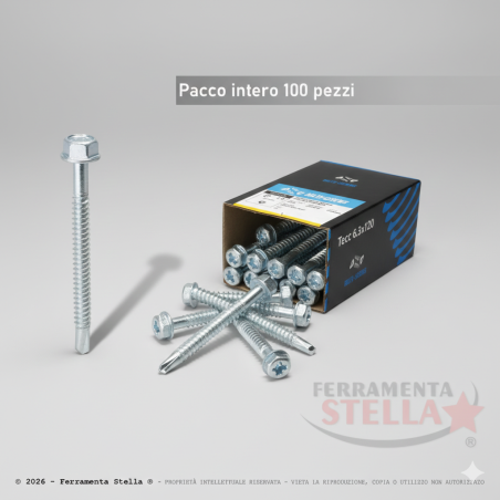Vite Autoperforante Metallo 6.3x120 mm Bianca   | ferramentastella.it