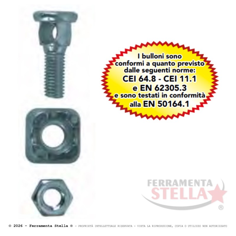 Bullone Paletto Dispersore M10x25 Testa Forata | ferramentastella.com