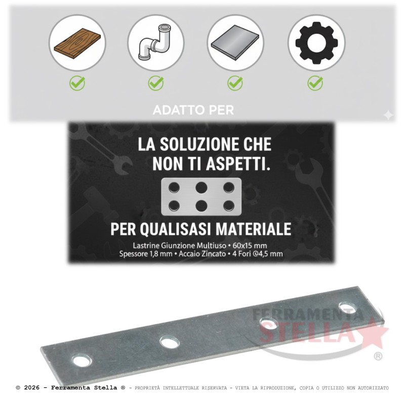 Lastrina piastrina piastra dritta retta | ferramentastella.it