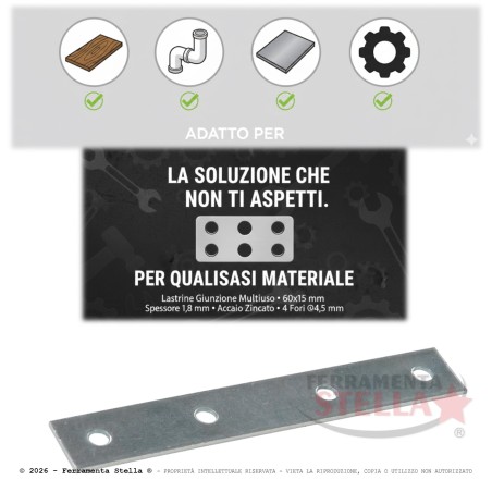 Lastrina piastrina piastra dritta retta | ferramentastella.it