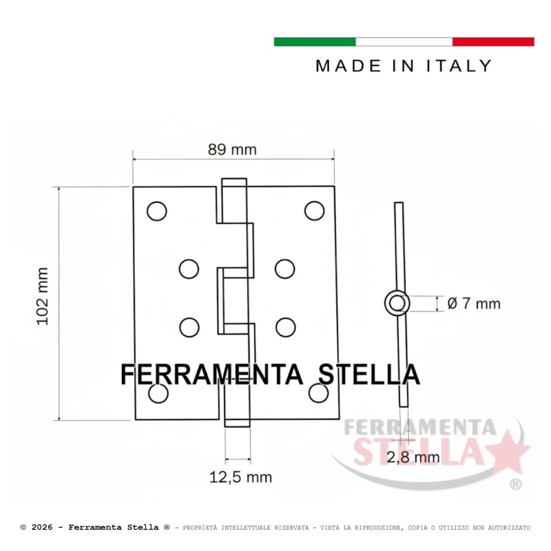 Cerniera cuscinetti sfera ottonata SOTTOCOSTO  | ferramentastella.it