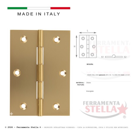 Cerniera cerniere ottone smerigliato per mobili  | ferramentastella.it