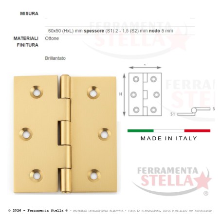 Cerniera cerniere ottone oro mobili mobile anta | ferramentastella.it