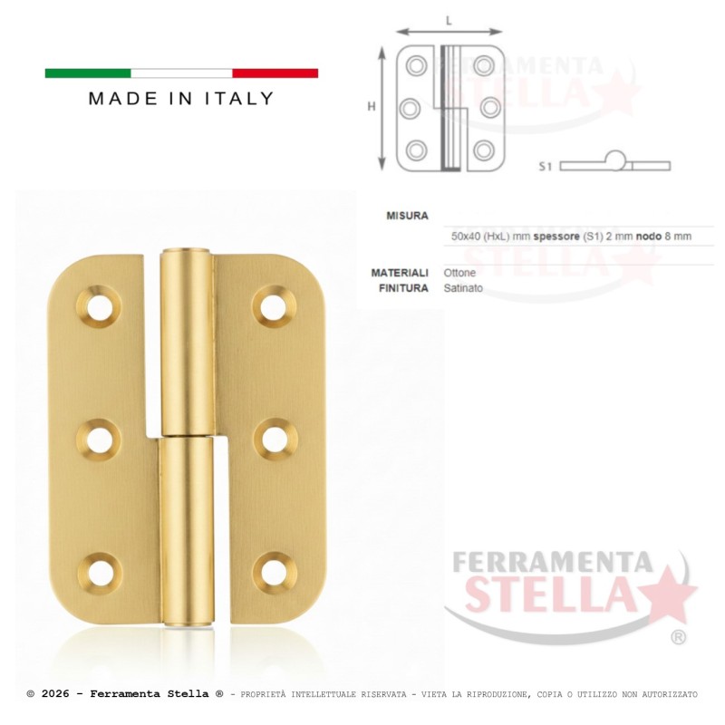 Coppia cerniera cerniere sfilare ottone satinato| ferramentastella.it